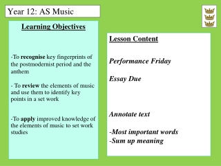 Year 12: AS Music