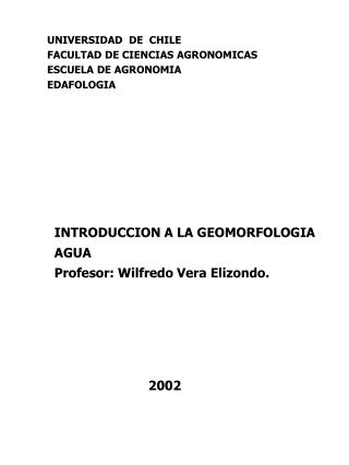 UNIVERSIDAD DE CHILE FACULTAD DE CIENCIAS AGRONOMICAS ESCUELA DE AGRONOMIA EDAFOLOGIA