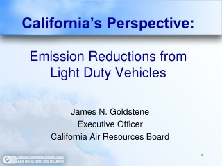 California’s Perspective:  Emission Reductions from Light Duty Vehicles