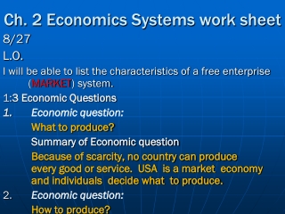 Ch. 2 Economics Systems work sheet