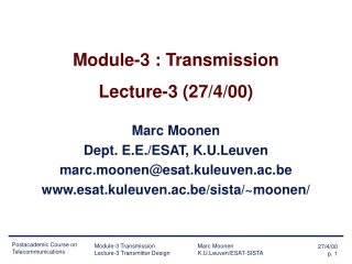 Module-3 : Transmission Lecture-3 (27/4/00)