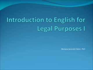 Introduction to English for Legal Purposes I