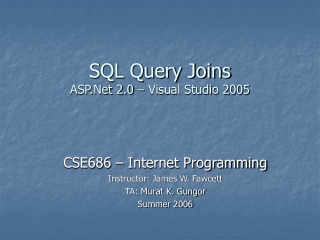 SQL Query Joins  ASP.Net 2.0 – Visual Studio 2005