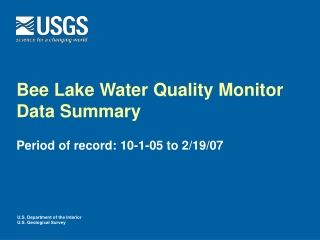 Bee Lake Water Quality Monitor Data Summary