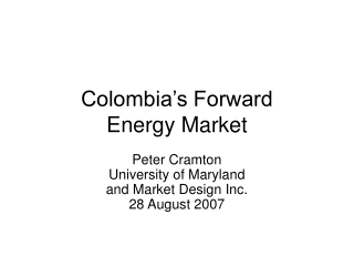 Colombia’s Forward Energy Market