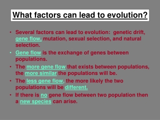 What factors can lead to evolution?