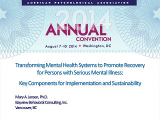 Transforming  Mental Health Systems to Promote Recovery for Persons with Serious Mental Illness :