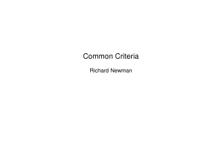 Common Criteria Richard Newman