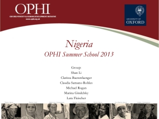 Nigeria OPHI Summer School 2013