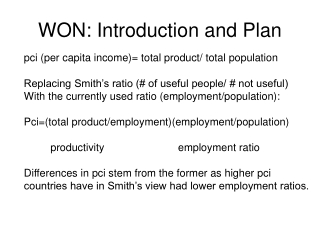 WON: Introduction and Plan