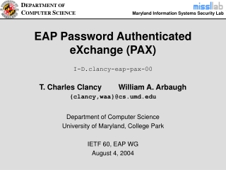 EAP Password Authenticated  eXchange (PAX)