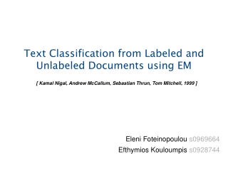 Text Classification from Labeled and Unlabeled Documents using EM