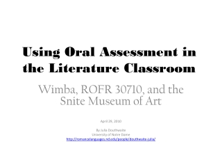 Using Oral Assessment in the Literature Classroom