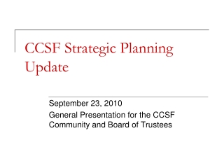 CCSF Strategic Planning Update