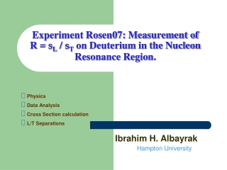 Physics   Data Analysis   Cross Section calculation  L/T Separations