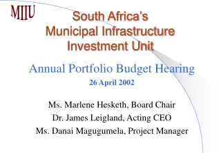 South Africa’s Municipal Infrastructure Investment Unit