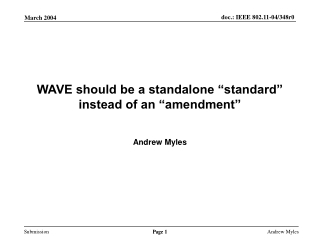 WAVE should be a standalone “standard” instead of an “amendment”