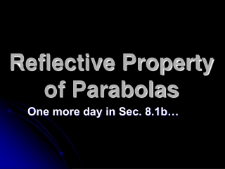Reflective Property of Parabolas