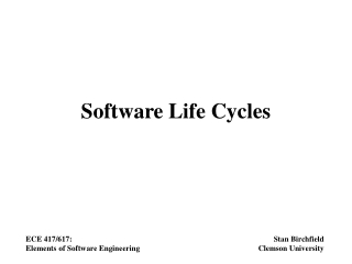 Software Life Cycles