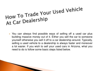 How To Trade Your Used Vehicle At Car Dealership