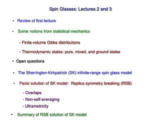 Spin Glasses: Lectures 2 and 3