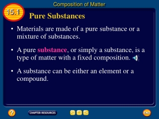 Materials are made of a pure substance or a mixture of substances.