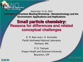 Small particle chemistry:  Reasons for differences and related conceptual challenges
