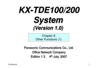 Panasonic Communications Co., Ltd. Office Network Company Edition 1.3     4 th  July, 2007