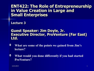 What are some of the points we gained from Jim’s lecture?