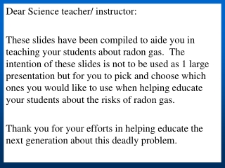 Dear Science teacher/ instructor: