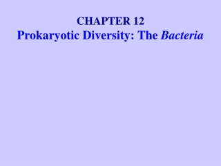 CHAPTER 12 Prokaryotic Diversity: The  Bacteria