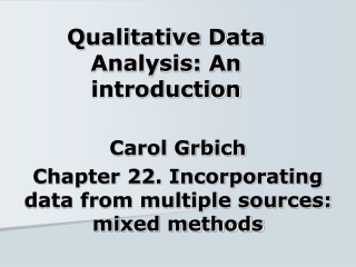 Qualitative Data Analysis: An introduction