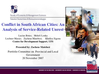 Conflict in South African Cities: An Analysis of Service-Related Unrest