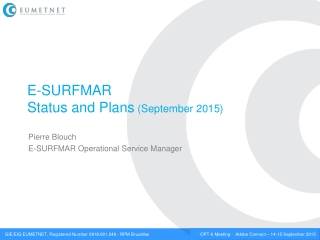E-SURFMAR Status and Plans  (September 2015)