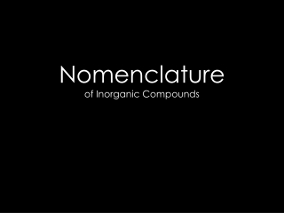 Nomenclature of Inorganic Compounds