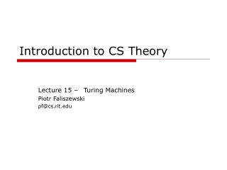 Introduction to CS Theory