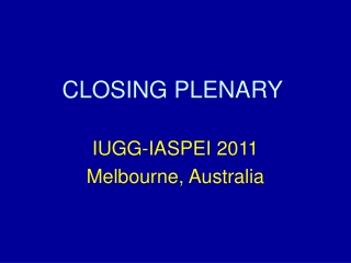 CLOSING PLENARY