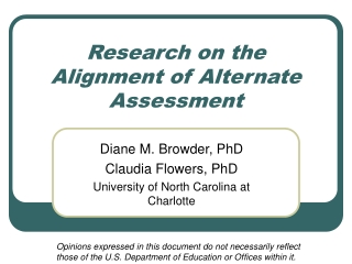 Research on the Alignment of Alternate Assessment