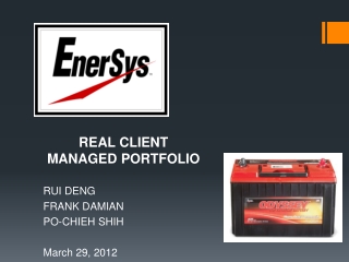 REAL CLIENT MANAGED PORTFOLIO  RUI DENG FRANK DAMIAN  PO-CHIEH SHIH March 29, 2012