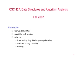 CSC 427: Data Structures and Algorithm Analysis Fall 2007