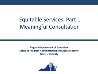 Equitable Services, Part 1 Meaningful Consultation