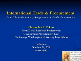 International Trade &amp; Procurement Fourth Interdisciplinary Symposium on Public Procurement