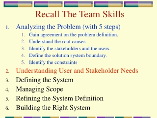 Recall The Team Skills