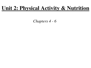 Unit 2: Physical Activity &amp; Nutrition