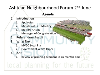 Ashtead Neighbourhood Forum 2 nd  June