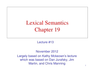 Lexical Semantics Chapter 19