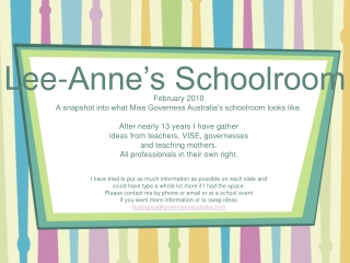 Lee-Anne’s Schoolroom
