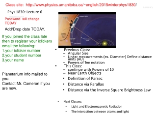 Phys 1830: Lecture 6