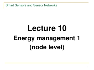 Smart Sensors and Sensor Networks