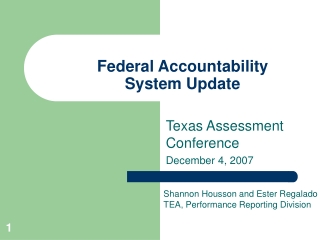 Federal Accountability System Update